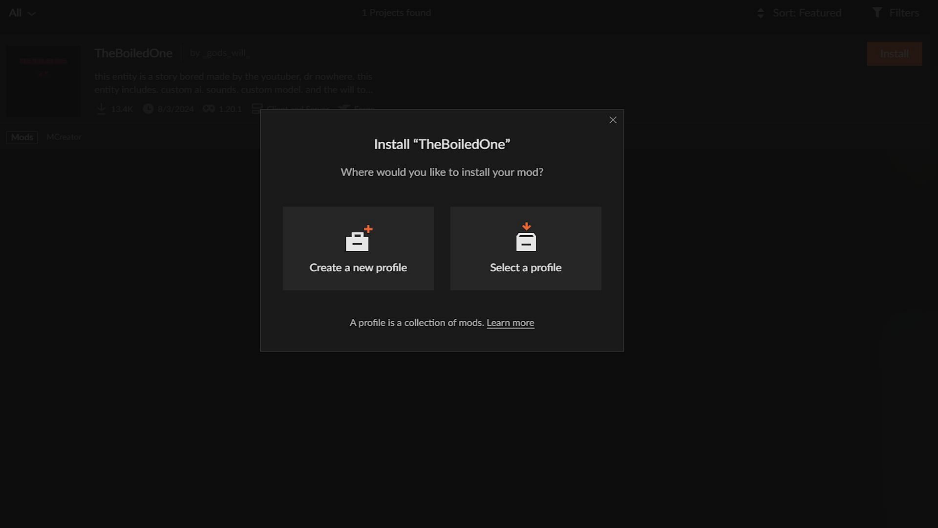 The next thing you'll need to do is install the mod (Image via CurseForge)